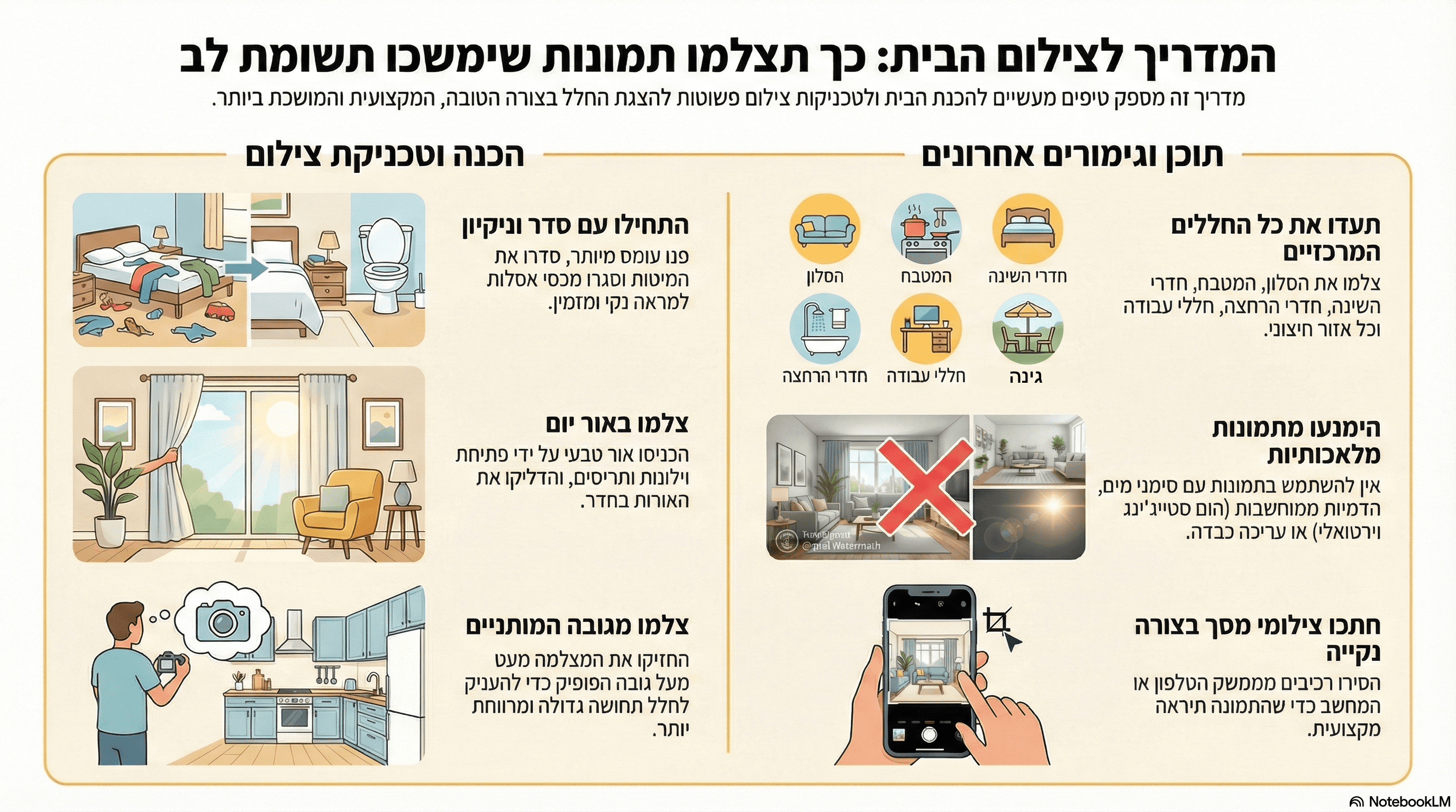 אינפוגרפיק - מדריך לצילום הבית